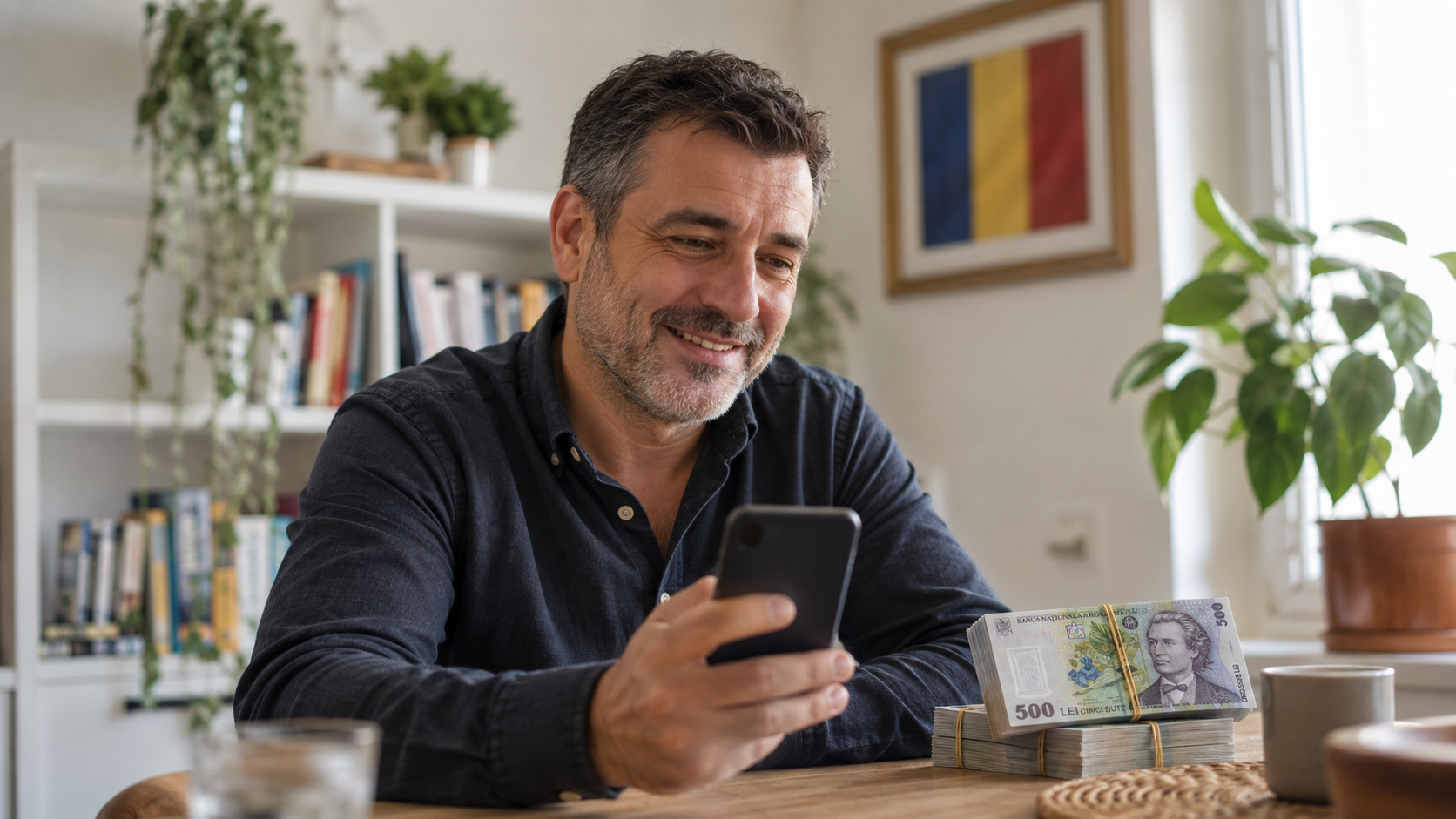 Mihai în apartamentul său din București